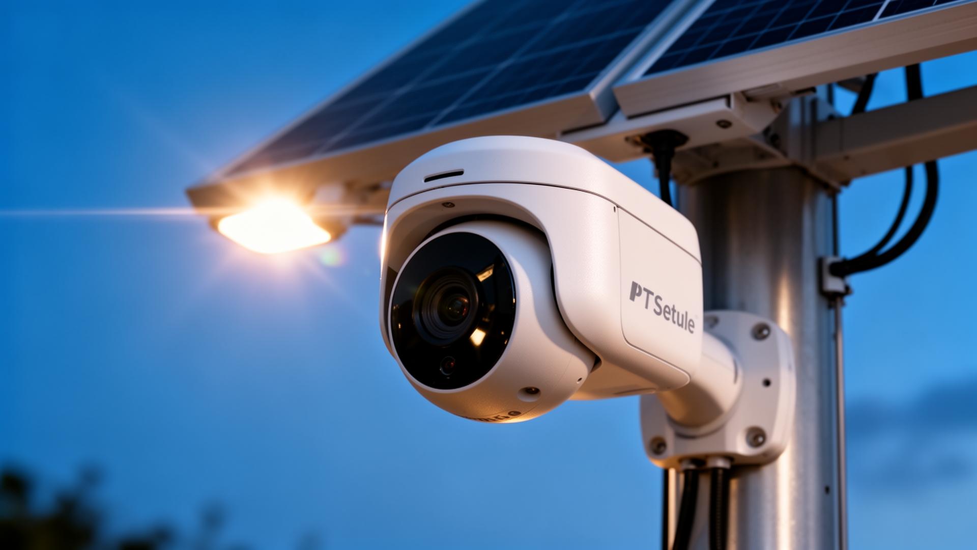 Hochauflösende Solar-Überwachungskamera in der Dämmerung